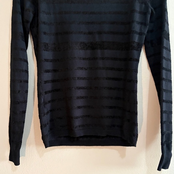 Guess Black Turtleneck Sweater with Velvet Textured Stripes - Picture 12 of 13
